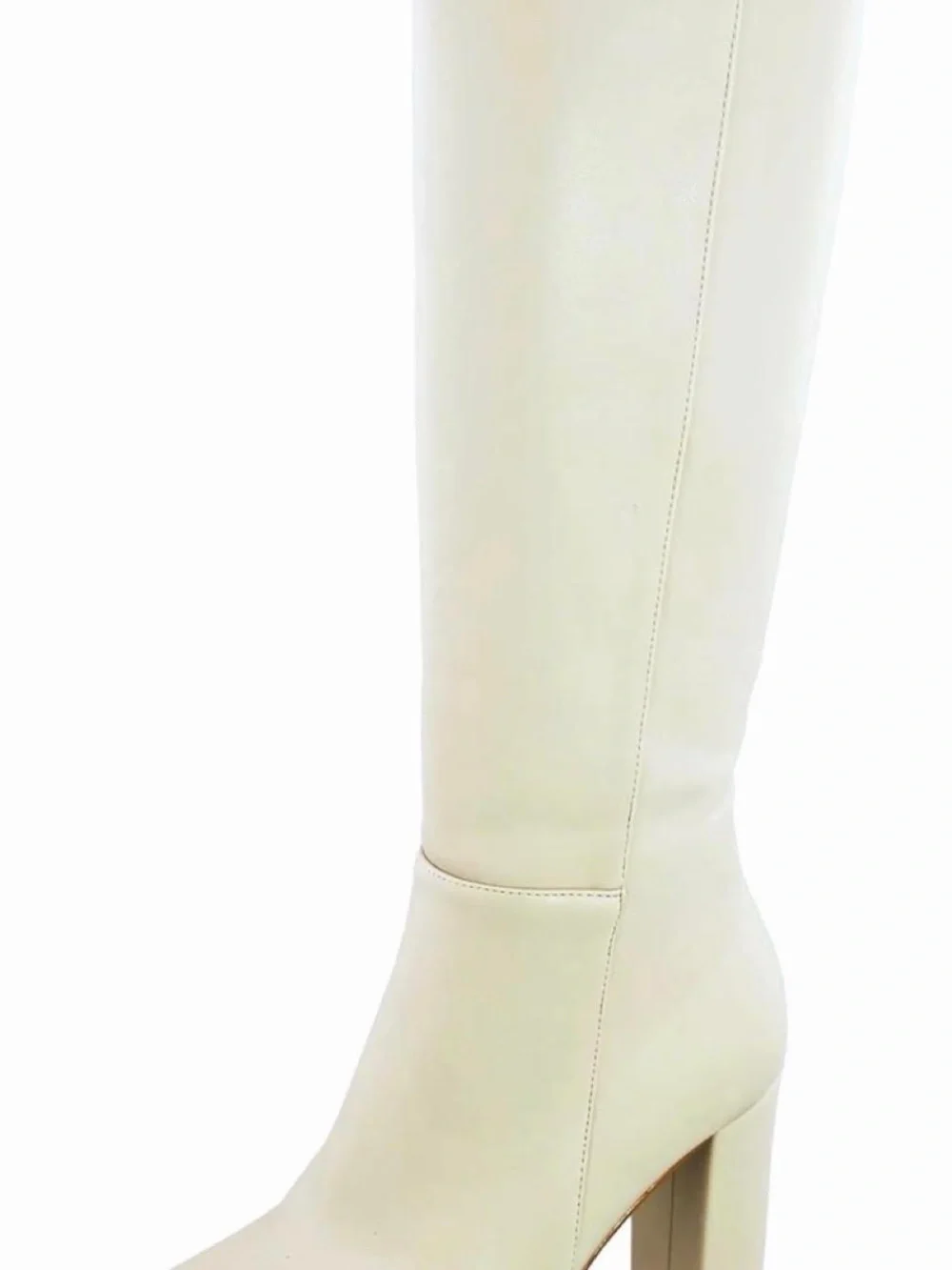 Classic Women's Cream Knee-High Block Heel Boot